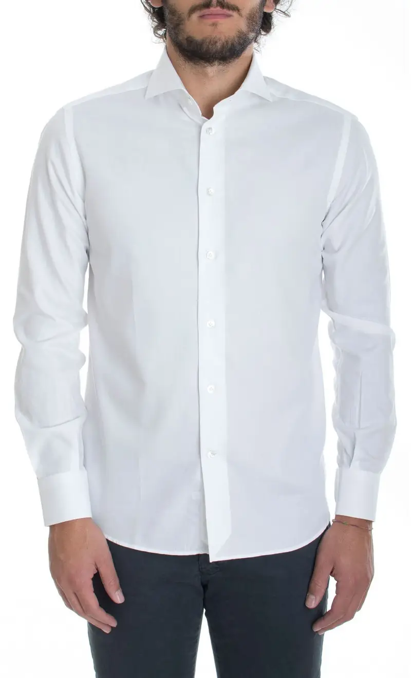 Brancaccio Camicia collo meli slim fit, colore bianco