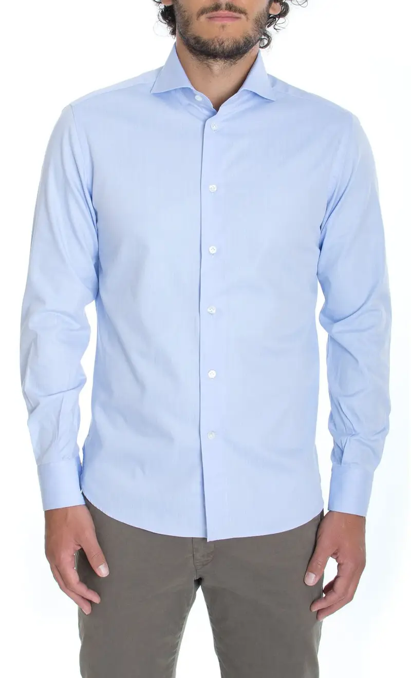 Brancaccio Camicia collo meli slim fit, colore celeste