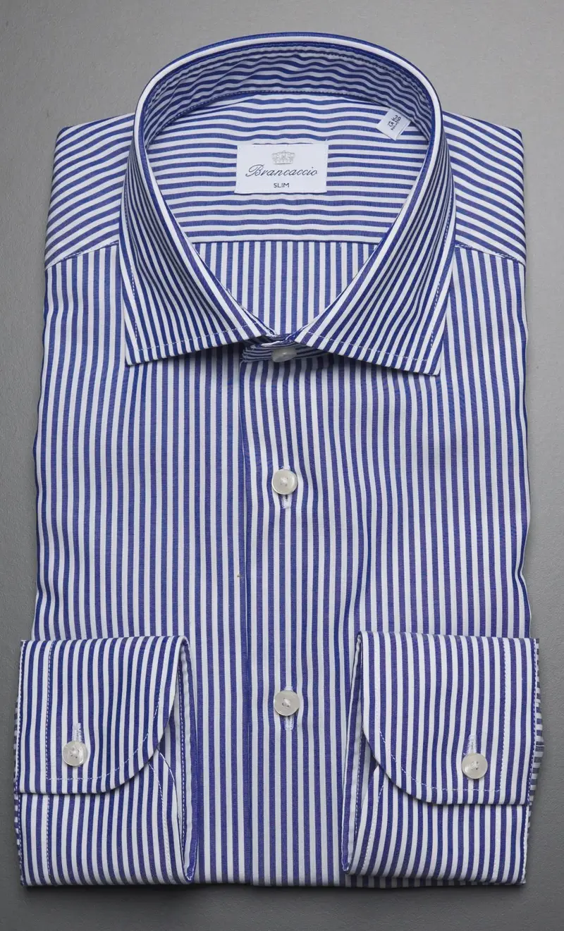 Brancaccio Camicia riga larga in puro cotone no stiro - celeste, colore blu