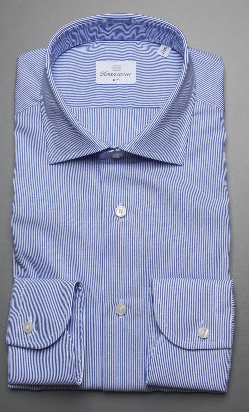 Brancaccio Camicia riga stretta in puro cotone no stiro - celeste, colore celeste