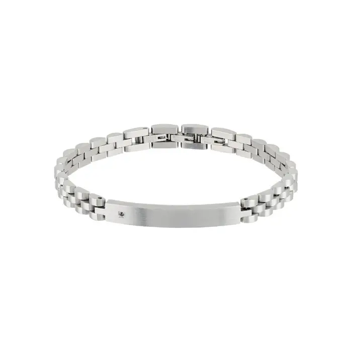 BREIL Bracciale Uomo Acciaio Satinato Con Diamante Nero - Jewels