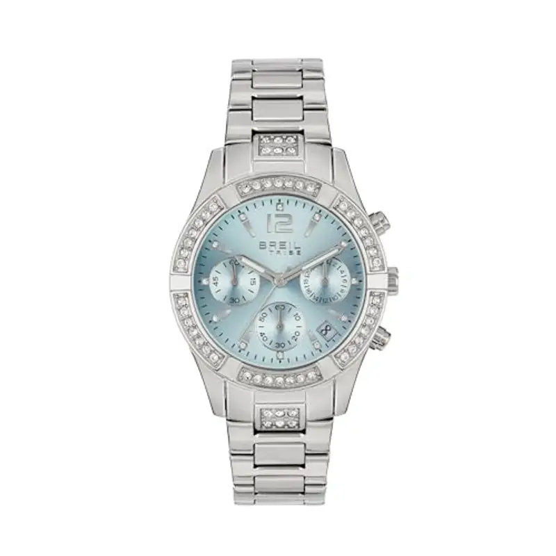 Breil Collezione C'est Chic, Orologio Donna, Bracciale in Acciaio con Cristalli e Quadrante con Lavorazione Sunray, Resistente all'Acqua