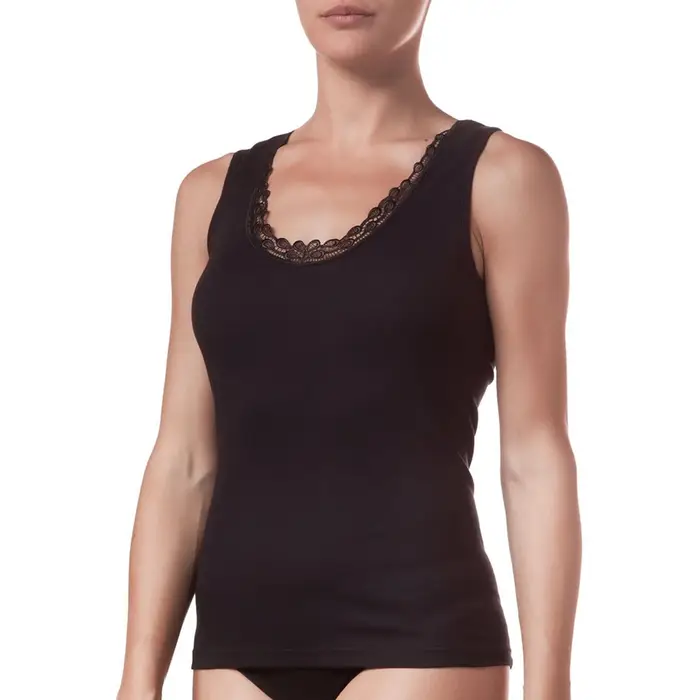 Brianza Tessile Gatti Canottiera spalla larga con pizzo 106 donna baronio bianco