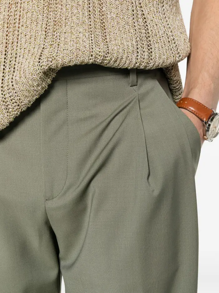 Pantaloni in lana vergine con pieghe frontali miniatura 3