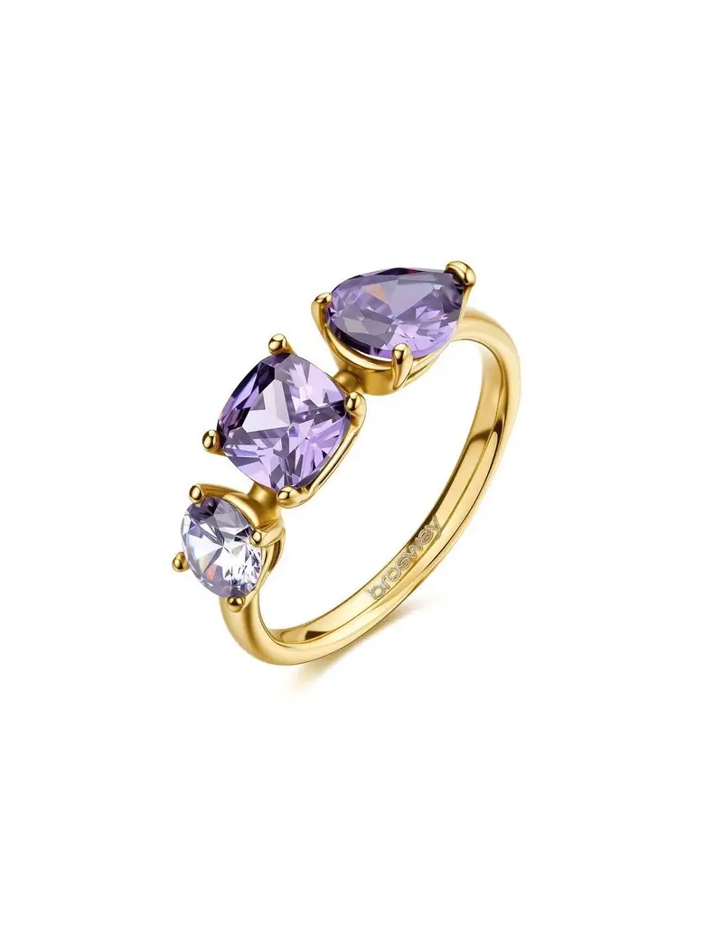 Brosway Anello Dreaming in acciaio 316L dorato e cristalli amethyst BIG33C Misura
