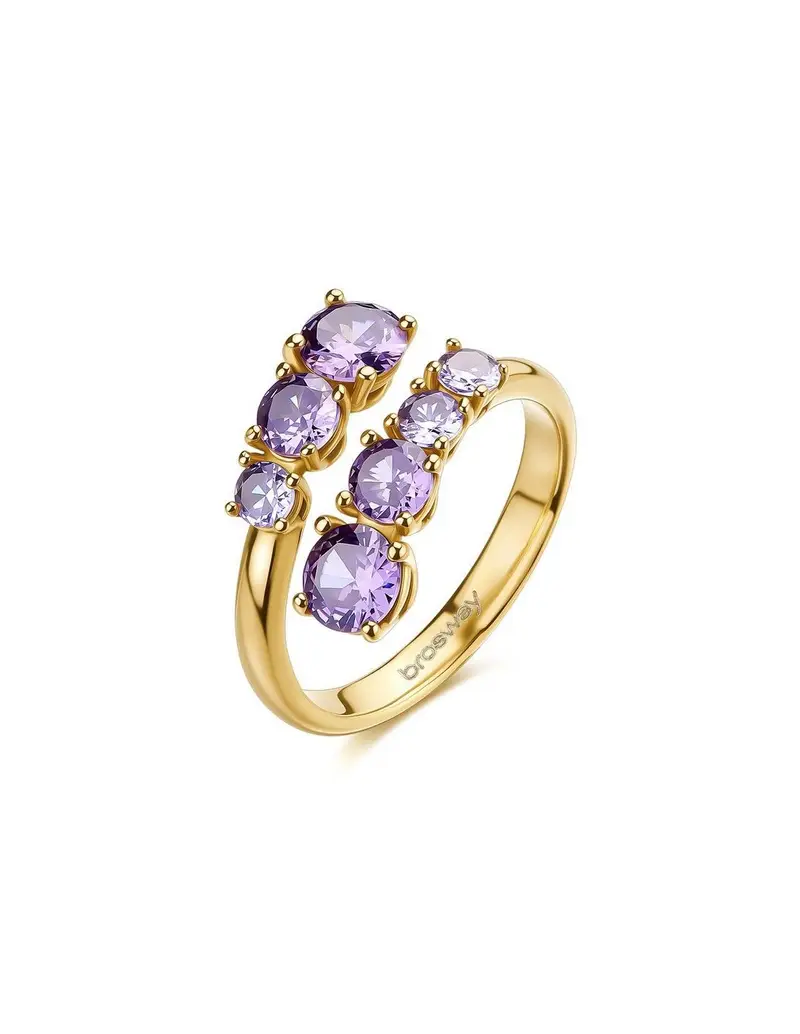 Brosway Anello contrariè Dreaming in acciaio 316L dorato e cristalli amethyst BIG36C Misura