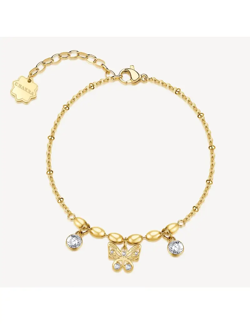 Brosway Bracciale Chakra Mistici in acciaio 316L dorato e Farfalla BHKB268
