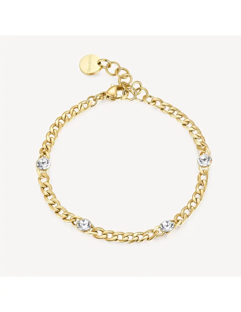 Brosway Bracciale Symphonia in acciaio 316L finitura pvd oro 14K e cristalli BYM86