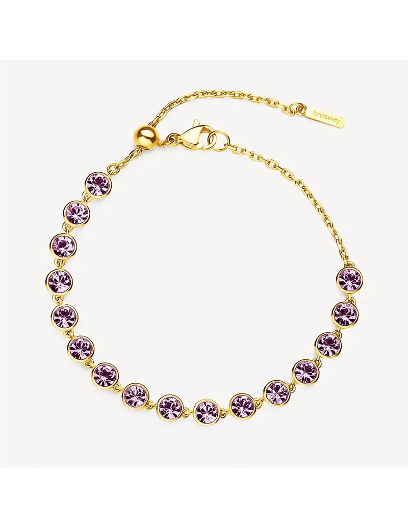 Brosway Bracciale Symphonia in acciaio 316L finitura pvd oro 14K e cristalli light amethyst BYM155