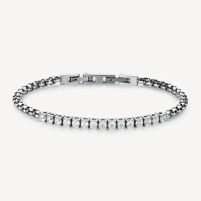 BROSWAY Bracciale Catena Maglia Veneziana In Acciaio Con Cubic Zirconia