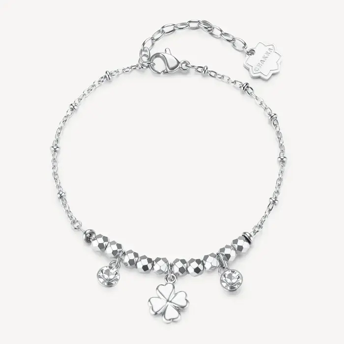 BROSWAY Bracciale Portafortuna Con Quadrifoglio E Cristalli