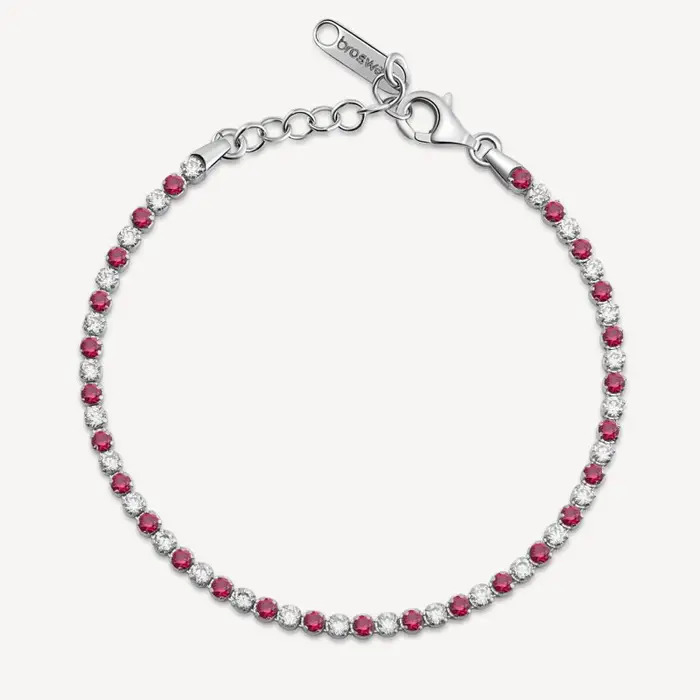 BROSWAY Bracciale Tennis In Argento Con Zirconi Ruby