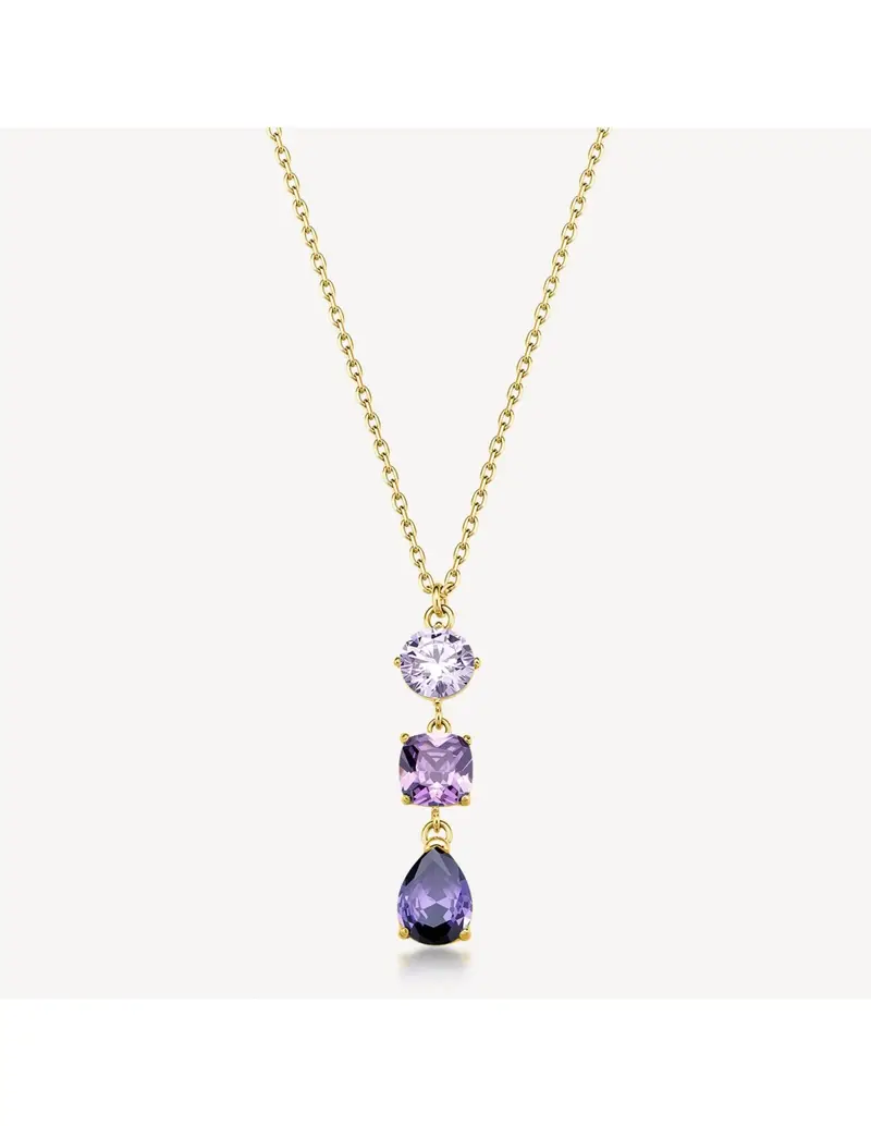 Brosway Collana girocollo Dreaming in acciaio 316L dorato con pendente cristalli amethyst BIG03