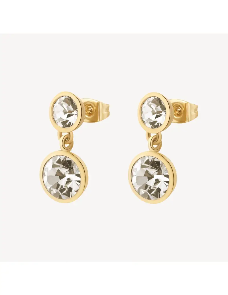 Brosway Orecchini pendenti Symphonia in acciaio 316L finitura pvd oro 14K e cristalli BYM173