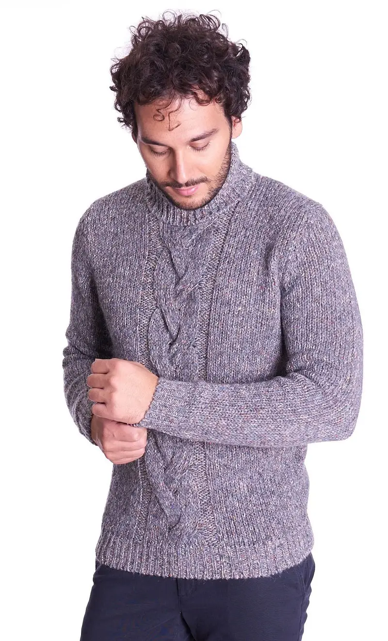 BROWN S Maglione collo alto intrecciato, colore fango