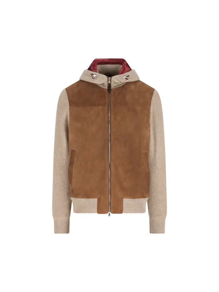 Bomber realizzato in camoscio MARRONE