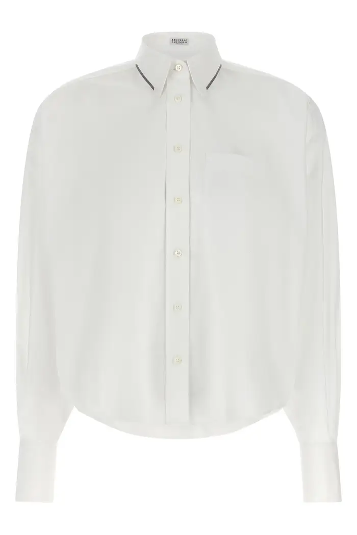 BRUNELLO CUCINELLI Camicia Shiny Trim Bianco
