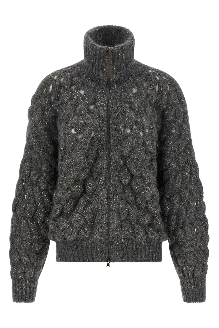 BRUNELLO CUCINELLI Cardigan Dazzling Waves Grigio