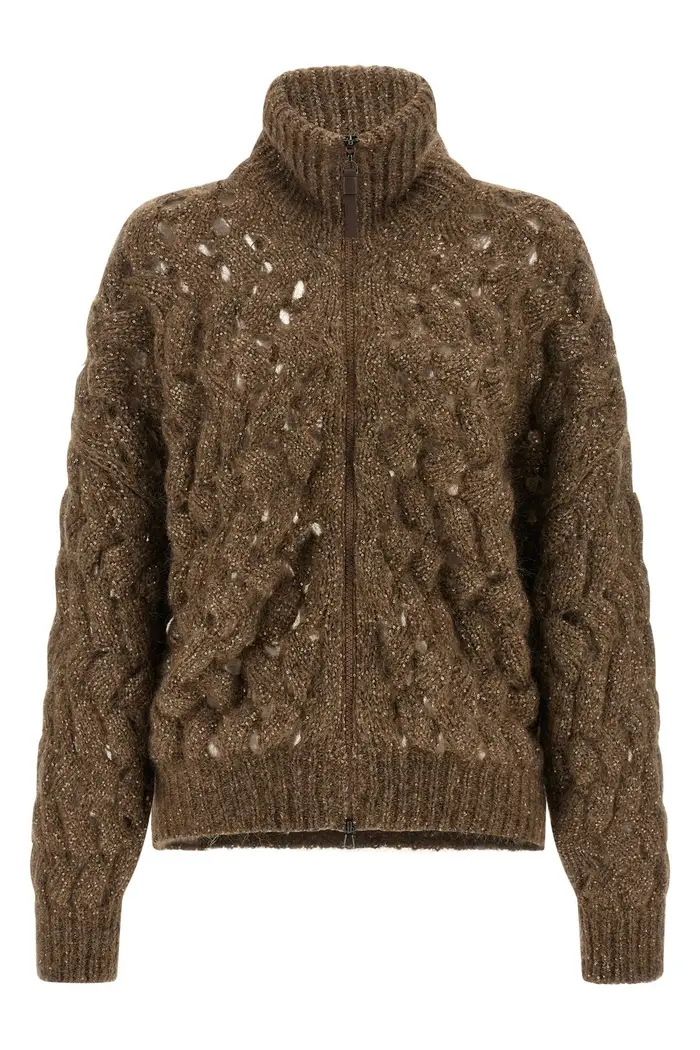BRUNELLO CUCINELLI Cardigan Dazzling Waves Marrone