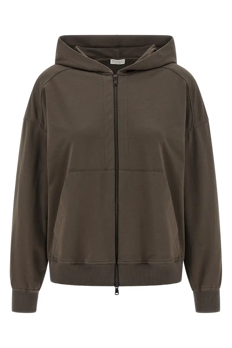 BRUNELLO CUCINELLI Felpa Con Cappuccio Monile Marrone