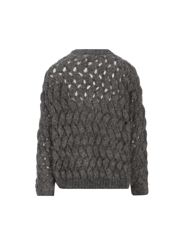 Maglia realizzata in mohair e poliammide GRIGIO