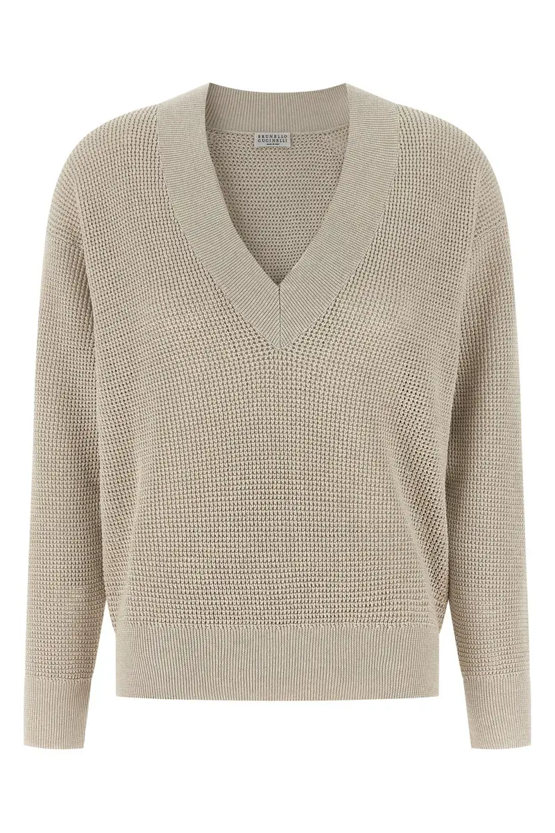 BRUNELLO CUCINELLI Maglione Traforato Beige