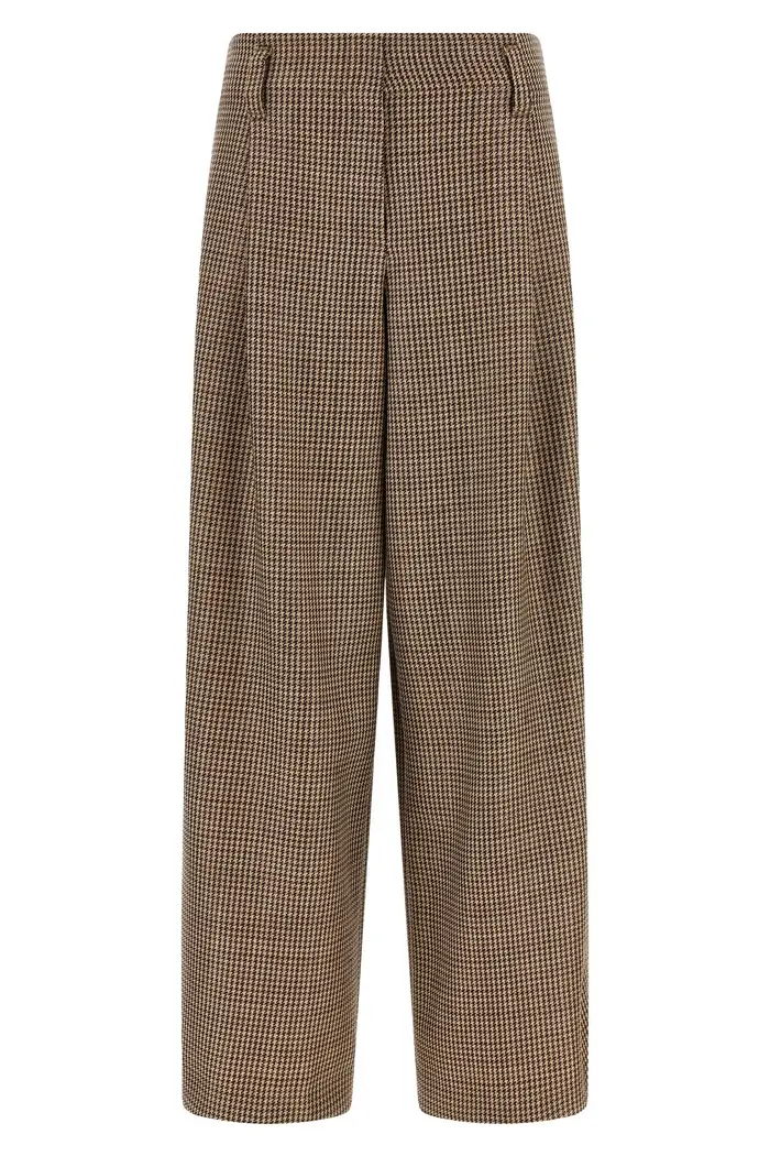 Pantalone Principe Di Galles Lamé Marrone