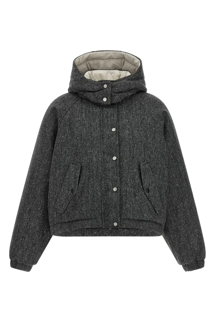 BRUNELLO CUCINELLI Piumino Shiny Zipper Pull Grigio