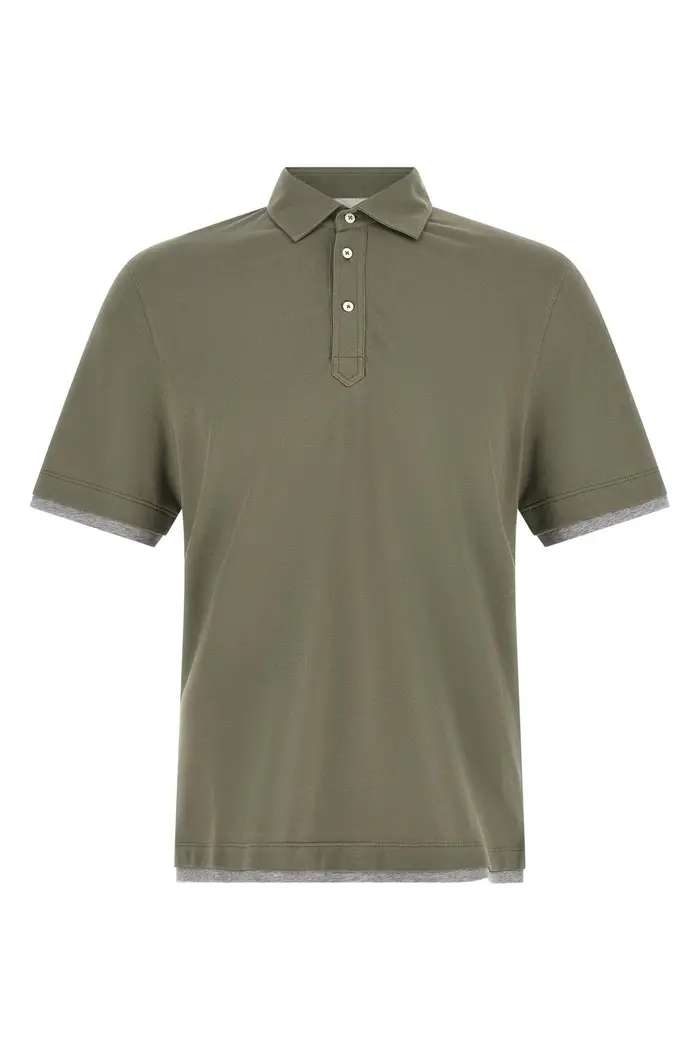 BRUNELLO CUCINELLI Polo Faux Layering Verde