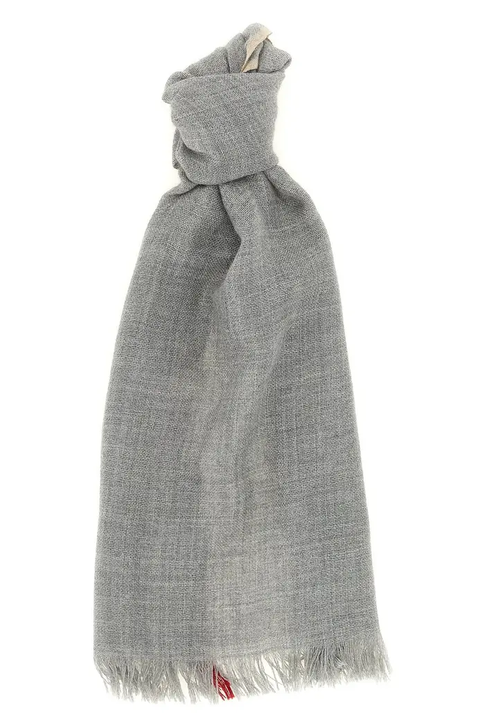 BRUNELLO CUCINELLI Sciarpa Bordo Contrasto Grigio