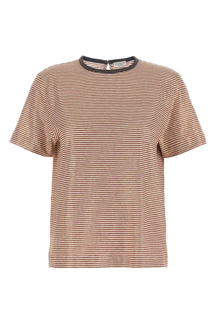 BRUNELLO CUCINELLI T-Shirt Shiny Collar Detail Multi