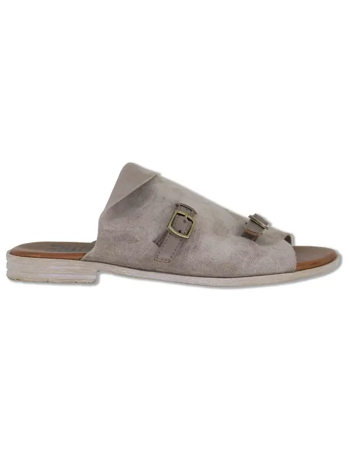 Sandali flat in camoscio taupe con cinturini Donna WG2207 40936