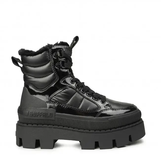 Stivali stringati da donna Buffalo Raven Snow Mid Noir