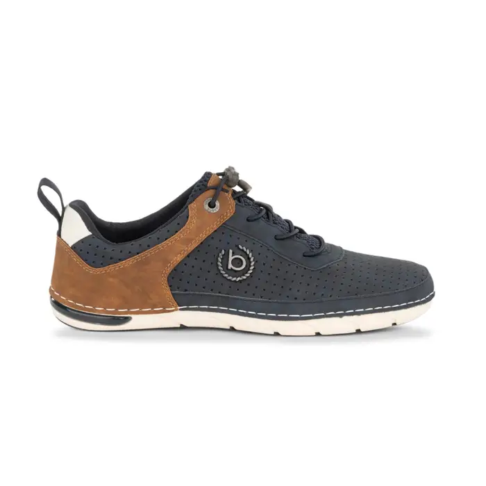 BUGATTI Scarpe casual blu da uomo con micro-perforazioni ed effetto scamosciato