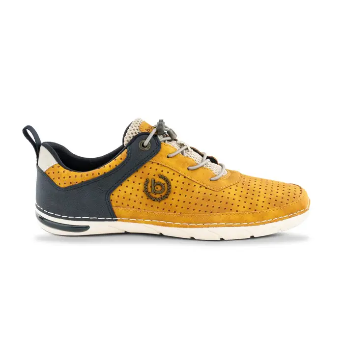 BUGATTI Scarpe casual da uomo ocra effetto scamosciato traforate con lacci