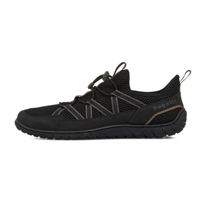 BUGATTI Scarpe casual stringate da uomo nere in pelle e tessuto