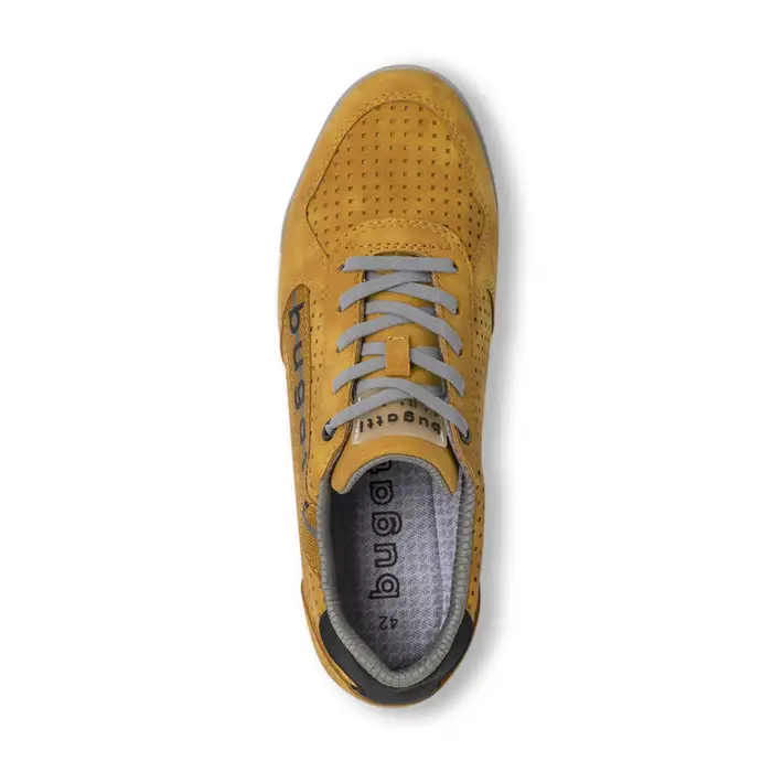 BUGATTI Scarpe casual stringate da uomo ocra effetto scamosciato traforate