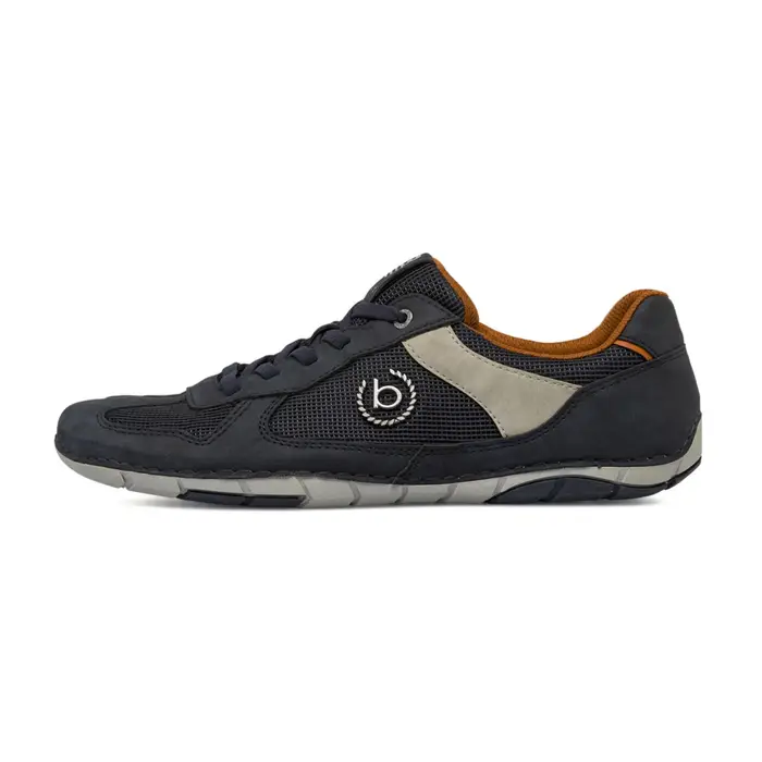 BUGATTI Sneakers casual blu da uomo in pelle con inserti in mesh e dettagli grigi