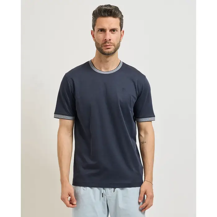 Bugatti T-shirt T-shirt uomo con bordi a contrasto Blu