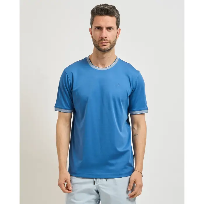 Bugatti T-shirt T-shirt uomo con bordi a contrasto Blu