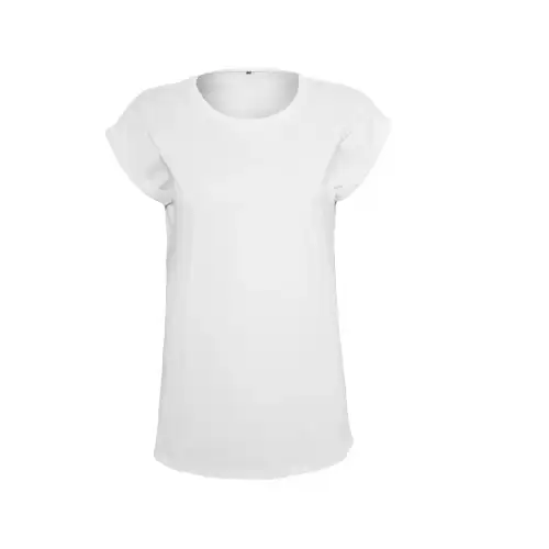 Build Your Brand T-shirt da donna off-the-shoulder