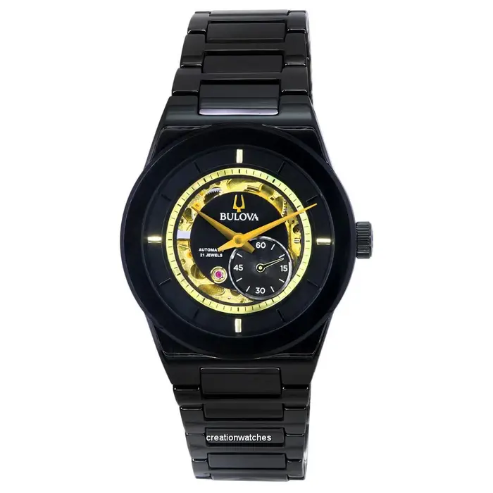 BULOVA Orologio da uomo Modern Millennia semischeletrato quadrante nero automatico 98A291 nero