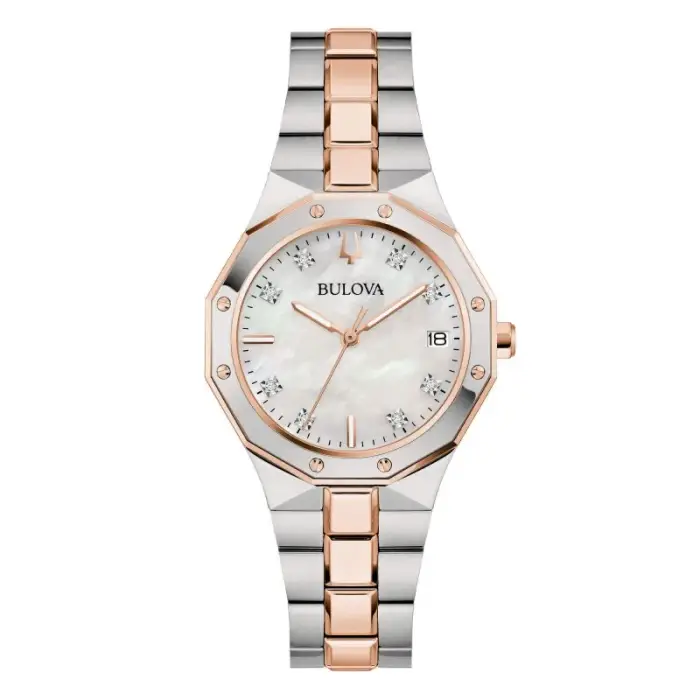 BULOVA Orologio Donna Octagon Lady Diamonds Acciaio Madreperla