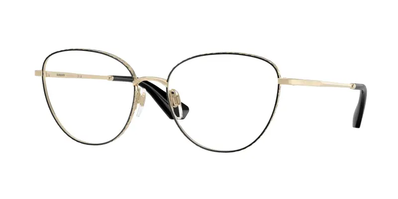 Burberry Donna BE1398 1326 Montature da vista Metallo Nero Trasparente Cat Eye Normale