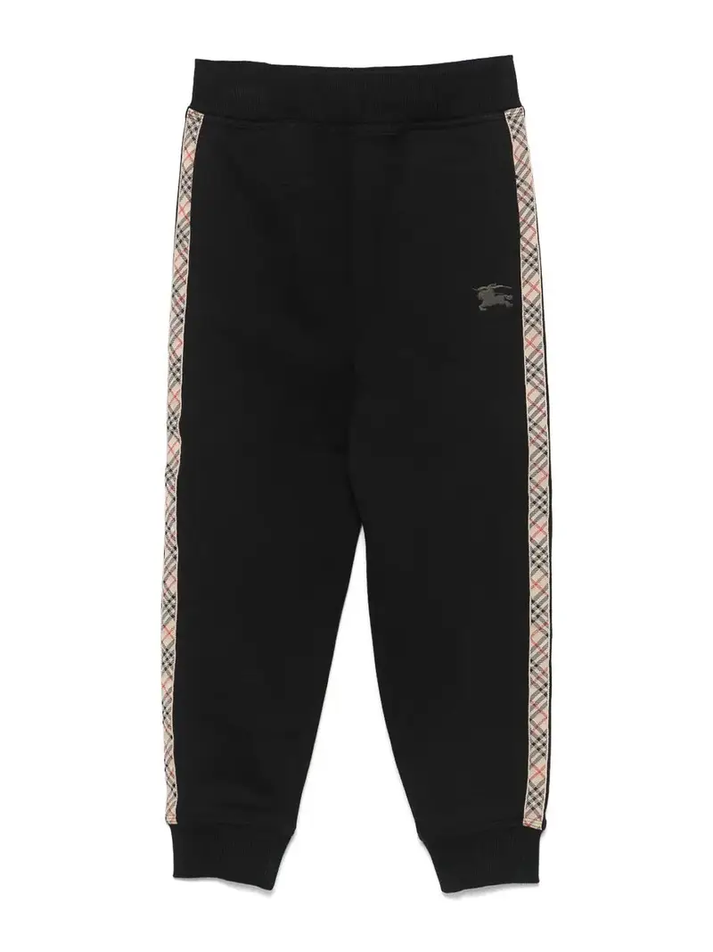 Burberry Joggers di cotone che controllano jackson Nero
