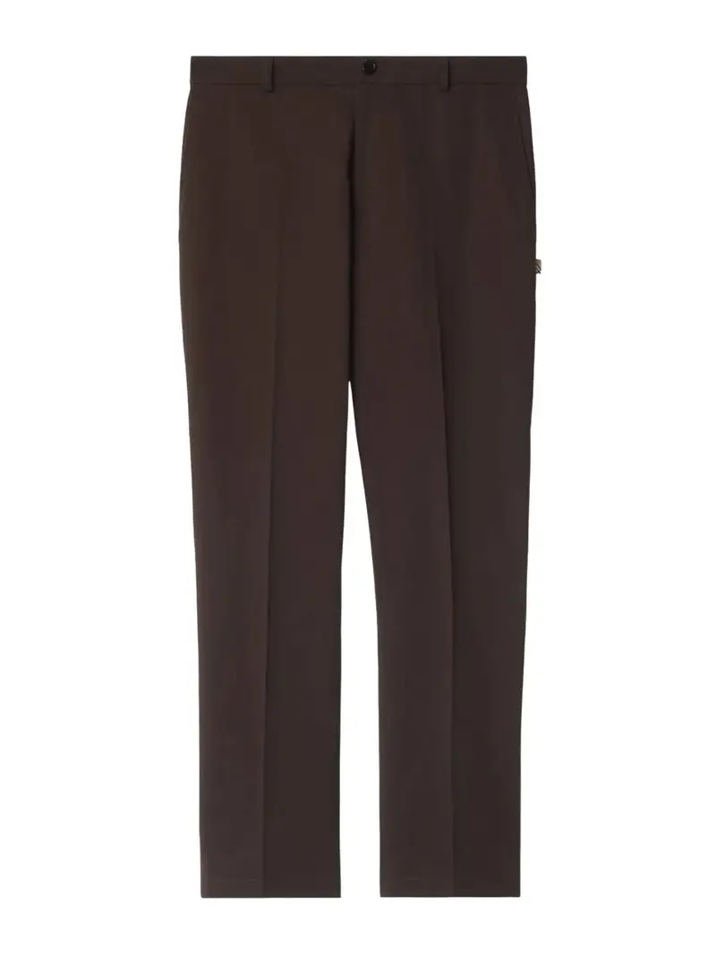Burberry Pantaloni in forma di cotone in forma slim Marrone