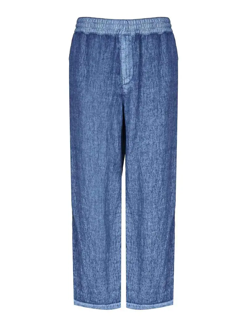 Burberry Pantaloni in Lino Effetto Denim Lavaggio chiaro