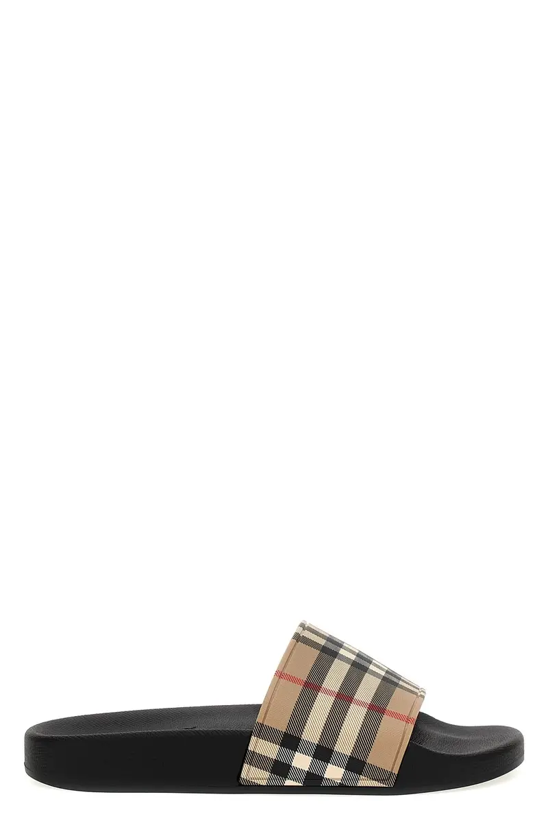 BURBERRY Slide donna beige con motivo check