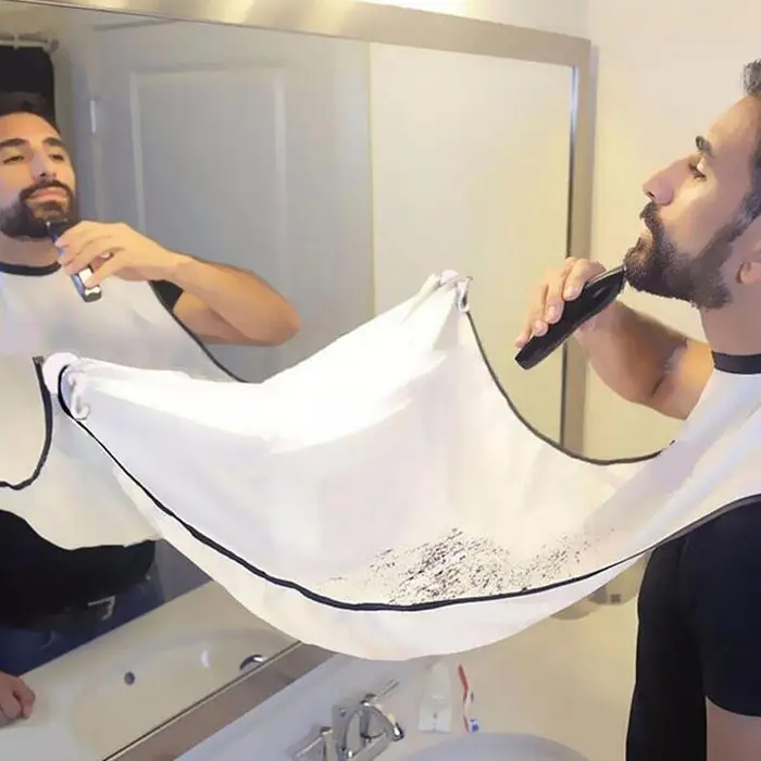 buyfornow Grembiule per rasatura e taglio capelli fissabile allo specchio white