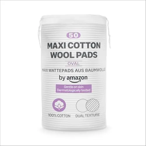 by Amazon Dischetti Ovali di Cotone Maxi, 100% Cotone, 50 dischetti